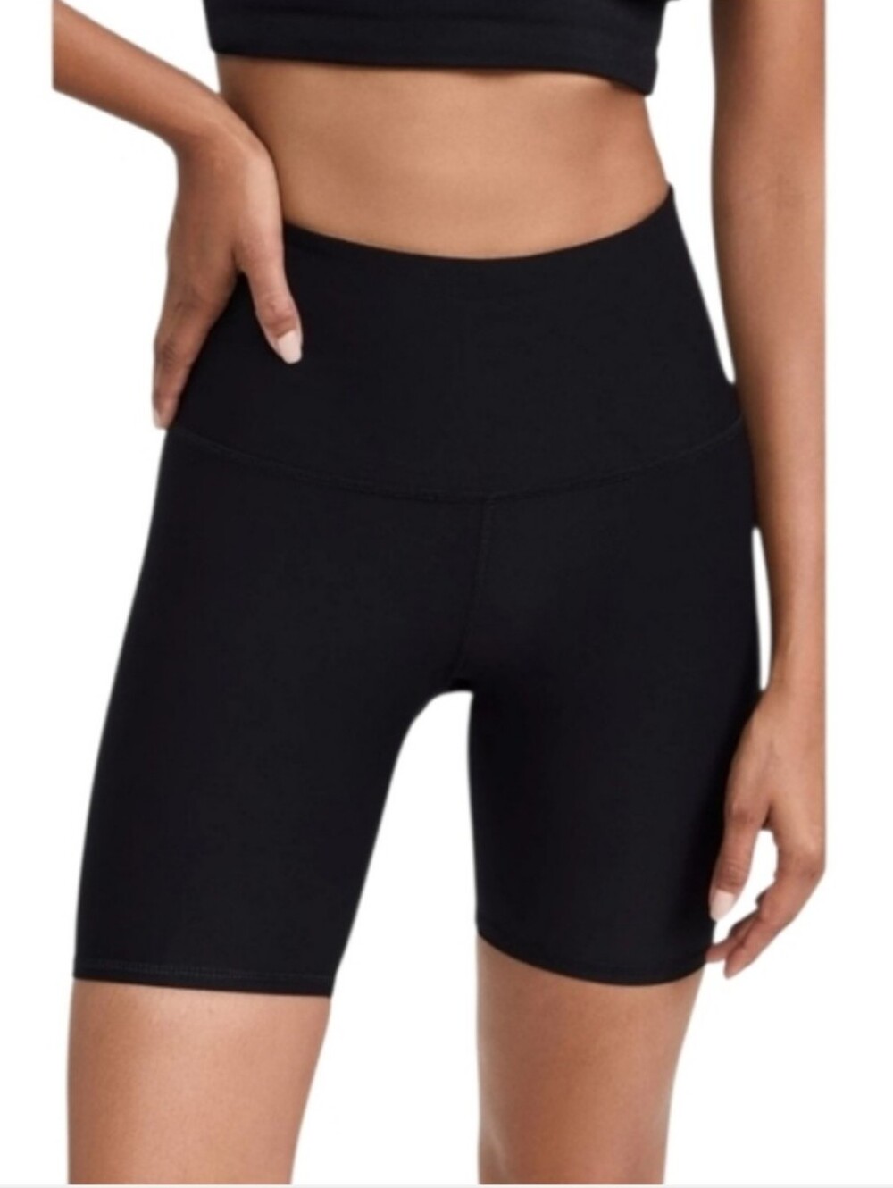 NWT! Bandier Sincerely Jules 7" Biker Shorts Medium Black Spandex Brooklyn NEW